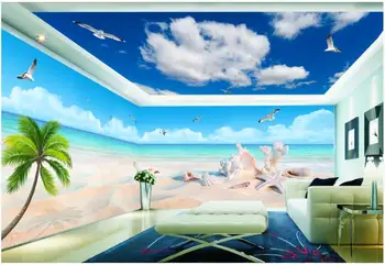 3d kambario tapetai pasirinktinius nuotraukų Pajūrio blue sky beach dekoracijos Visos namo sienos, namų dekoro 3d sienų freskomis tapetai, sienų ir 3 d