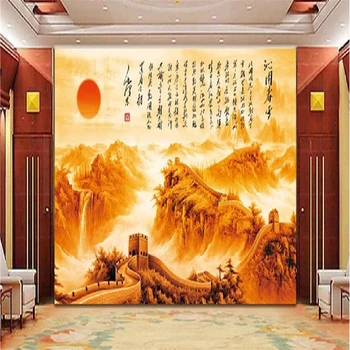 3dNew modernus aukso raudona Didžiosios Sienos fone dekoratyvinis wallpaperhome decorwall stickersroom dechomeors