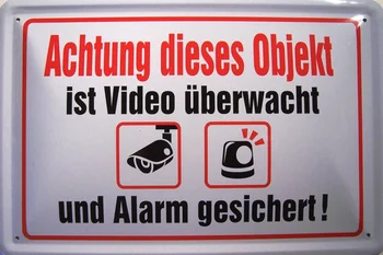 Achtung Objekt Und Gesichert Blechschild Schild Alavo Ženklas