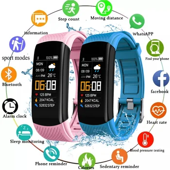 C5S Vyrų Smart Watch Moterų Fitneso Tracker Smartwatch Pedometer Kraujo Spaudimas, Širdies ritmo Monitorius 