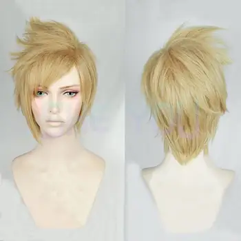 FF15 Final Fantasy XV Prompto Argentum Trumpas Lino Šviesūs, Cosplay Kostiumų Perukas Šilumos Varža Plaukų Pluoštas + Nemokamas Perukas Bžūp