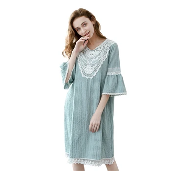 Naktiniai drabužiai moterims pavasario ir vasaros rūmus stilius laisvas korėjos Sleepwear moterų vidutinio rankovėmis šviežios namų sijonas ночная рубашка