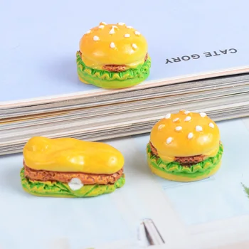 Nemokamas Pristatymas 10vnt 3D Maisto Hamburger Formos Dervos Cabochons Ornamentu Priedai 