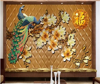 Pritaikyti bet kokio dydžio 3D tapetai, freskos Europos trimatis spalvų drožyba magnolija povas foną hotel siena
